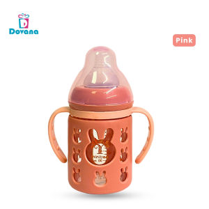 Dovana Dot Botol Kaca ZR-220 Susu Bayi Dengan Pegangan Gagang Baby with Silicone Protector