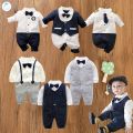【COD】Baby Romper  Clothes Set Summer Thin Jumper Baptismal Newborn Jumpsuit Gentleman Bayi Short Sleeve Clothing Suit Bodysuits. 