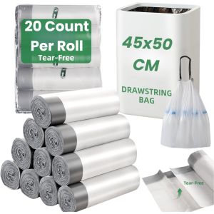 White Black Trash Bags Drawstring Trash Bag Garbage Bags Bathroom Trash Can Bin Liners Waste Basket Liner