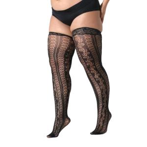 Thanh lịch trên đầu gối Vớ với viền ren và nonslip Thiết kế silicon Womens Hàng dệt kim khuôn mẫu Fishnet cao tới đùi vớ
