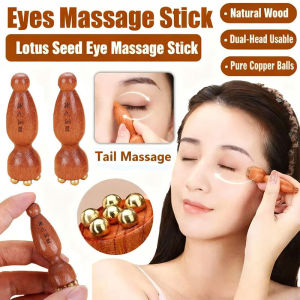 Que massage mắt Lotus Professional Brass Rosewood Facial Gua Sha Tool Lotus Seedpod Beauty Eye Relaxation Spot Meridians Acupoint Massage Handheld