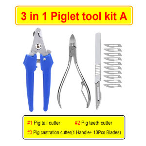 3 in 1 Piglet Kit Pig tail cutter + Piglets teeth nipper + Pig castration cutter tools for piggery farm equipment