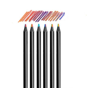 LVYIMAO  ⭐ 6/12/24/48Pcs Rainbow Colored Pencils Multicolored 7 In 1 Black Wooden Bulk Rainbow Pencils Art Supplies Drawing Coloring Sketching Special Pen Equipment For Students Daily Writing Class