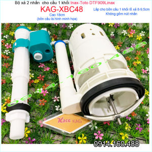Bộ xả cầu 1 khối Inax-Toto DTF909Linax KAG-XBC48 cao 18cm thoát lớn D9.5cm phụ kiện thùng nước xí bệt liền khối C909 C900  xả êm tiết kiệm nước hoạt động tốt 