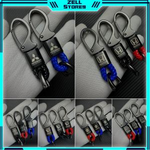 Gantungan kunci kulit mobil logo honda toyota model gesper anyam