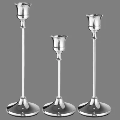 JURHOMIE 1/3pcs Metal and Aluminum Tabletop Candle Holders Home and Hotel Decoration Vintage Elegant Candle Stand Candlelight Dinner Props Suitable for Wedding Anniversary