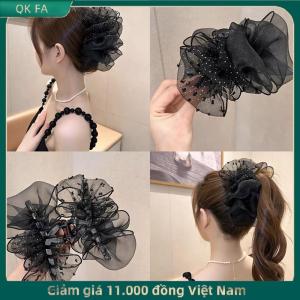 QK FA ✨ Mùa Hè Ngọt Ngào Lưới Vải Tuyn Lớn Bow Tóc Claw Clip Cho Phụ Nữ Màu Sắc Rắn Thanh Lịch Bowknot Đuôi Ngựa Clip Mới Phụ Kiện Mũ