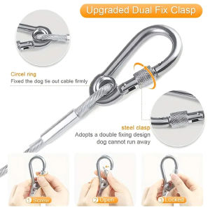 [Alex Do] Hot Sale 3-10M Double-Headed Dog Tie Out Cable Leash Raction Rope Metal Buckle Steel Wire Anti-Rust Training Collar Outdoor Dogs Strap