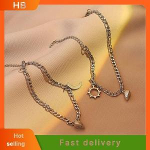HB 2PCS Stainless Steel Non-fading Hip-hop Hand Chain Love Magnet Sun Moon Bracelet For Couple Girlfriend Simple Hand Jewelry