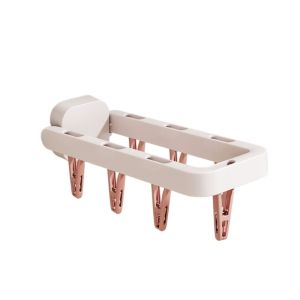 XINSU38 Anti-slip Folding Drying Rack Multi-Clip Windproof Sock Clips Multi-functional Space Saving Wall Mounted Drying Clip Balcony