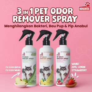 NOVAMOS Penghilang Bau Kotoran Kucing & Anjing Terbaik ( All Varian 250 ML ) - Pet Odor Remover Spray Parfum Pewangi Pengharum Pasir Kucing Penghilang Bau Pesing Kandang Kucing - Novamos Pet Care