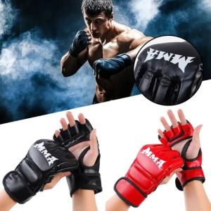 SERAPHYXO Half Finger Karate Gloves Thumb Protection Practice Training Karate Hand Guard Professional PU Leather Adult Boxing Gloves Kids Adult