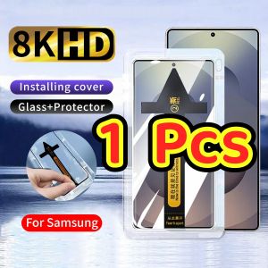 For Samsung Galaxy S22 S23 S24 S25 S26 Plus S25 S26 Ultra S23 S24 S25 FE Full Cover Fingerprint unlock One-click Tempered Glass HD Clear Screen Protector Film