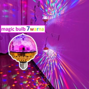Bohlam Lampu Disco Magic Ball RGB - 7 WARNA / LAMPU DISCO PUTAR 7 WARNA/Lampu LED RGB E27 7 Warna Lampu Disko Lampu Disco RGB Mini