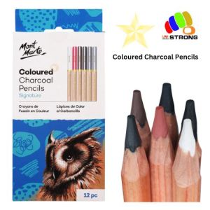 Mont Marte Colored Charcoal Pencils 12pc - Signature Earthy Colors for Masters