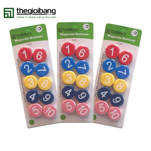 HCM - Nam Châm Số - Vỉ 3 10 Viên 3cm - Thế Giới Bảng