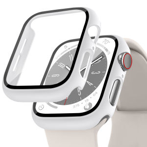 Hard PC Case for Apple Watch Series 9 8 7 se 6 5 4 3 45mm 41mm 44mm 40mm 42mm 38mm with Tempered Glass Screen Protector iWatch Accessories