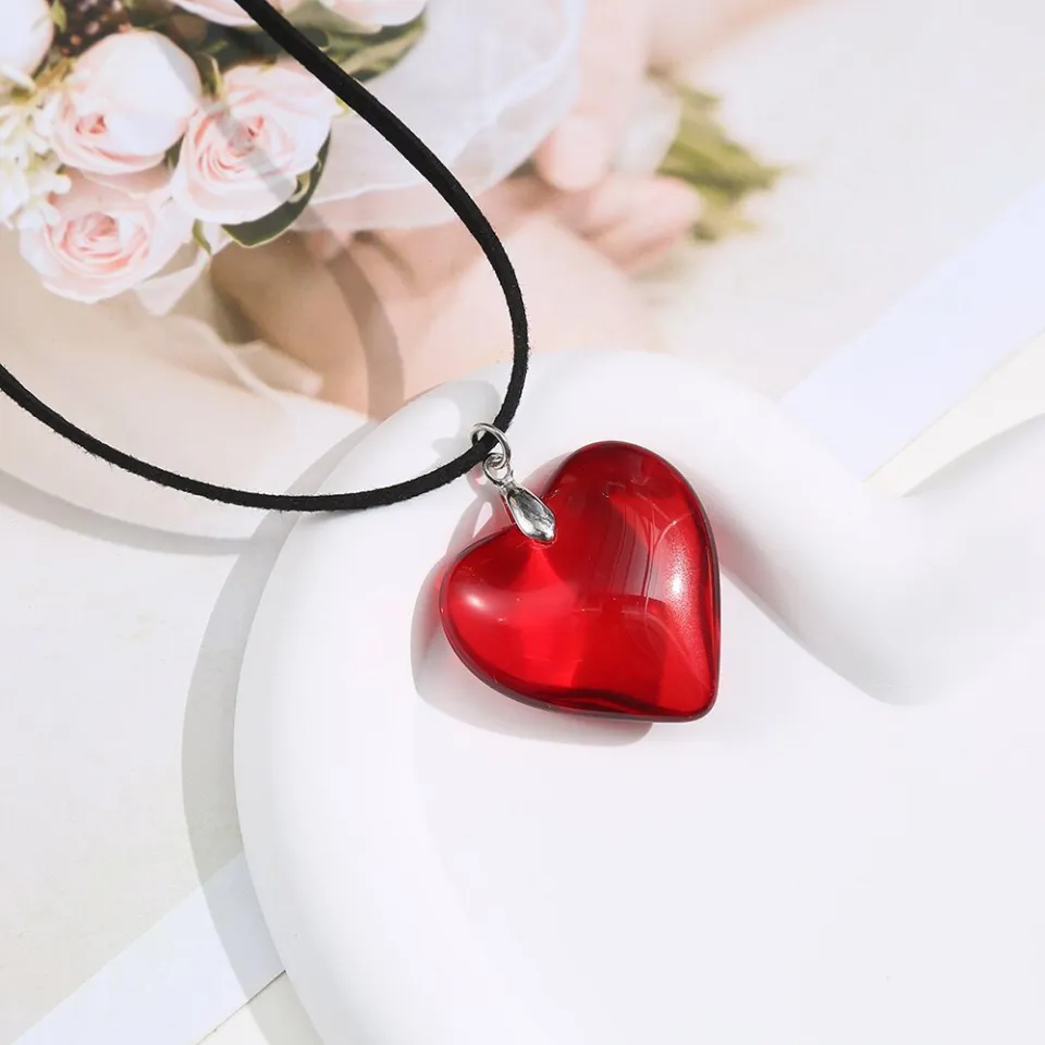  Fashion Romantic Red Heart Design Crystal Neck