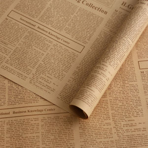5Pcs Flower Packaging Material Retro Kraft Paper English Newspaper Bouquet Gift Wrapping Paper DIY Craft Paper 50*70CM