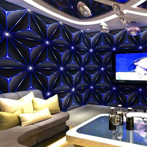 Wallpaper Sticker Dinding Motif Geometris 3D Biru Panjang 8 Meter x Lebar 45cm