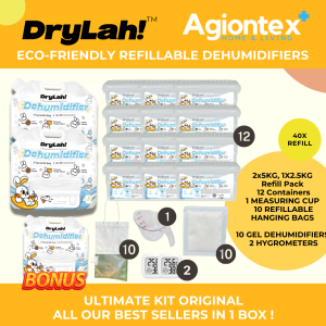 AGIONTEX DRYLAH! Dehumidifier Refill Moisture Absorber Refill Eco-Friendly Canister ULTIMATE KIT SINGAPORE