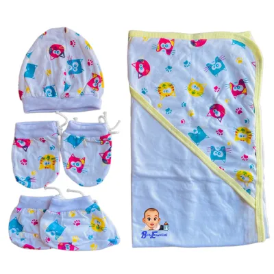 6in1 Baby Receiving Blanket Set With BonnetMittensBooties | All Cotton