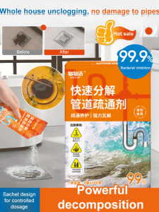 Powerful toilet drain deodorizer and unclogging agent