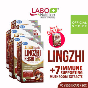 [Buy 6 Free 1] LABO Nutrition Bioactive Organic Lingzhi - 7 Mushroom Extracts Supplement for Immune Support Stress Relief Restful Sleep Calm Positive Mood & Vitality with Lingzhi Yunzhi Cordyceps ABM Shiitake Maitake  • 90 Capsules