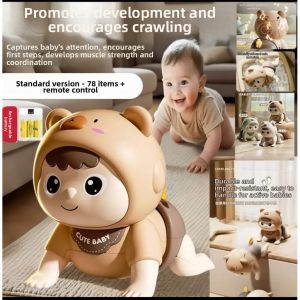 1pc crawling doll baby toy with music aged 0-1 learning crawling guidance and head up training