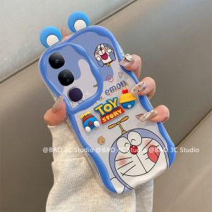 Cartoon Phone Case VIVO V50 Lite VIVO Y39 5G 4G New Fashion Funny Ear Strawberry Bear Kurumi Doraemon Hello Kitty 3D Doll Soft Casing with Lanyard 2025