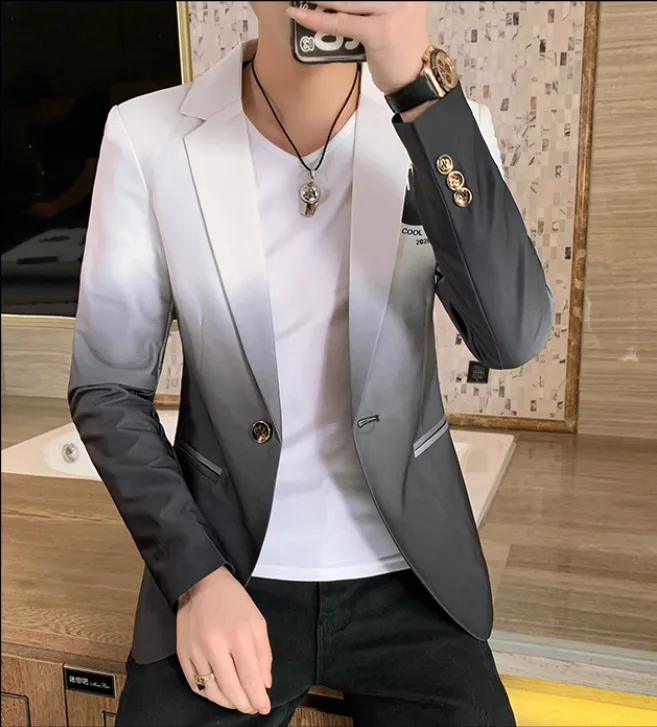 Men Blazer designs Gradient Slim fit Coats Mens Suits Tuxedos