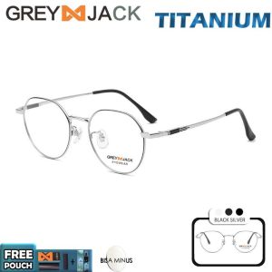 Grey Jack Frame Kacamata Titanium Fashion Oval Bisa Minus Keren Lensa Antiradiasi / Blueray / Photocromic / Bluecromic 98304