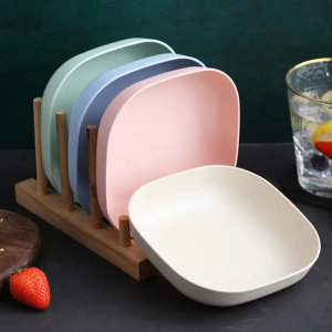 Japanese style Wheat Straw Dinner Plate Lightweight Wheat Straw Dishes Degradable Plastic Plates Reusable and Eco-friendly Dish