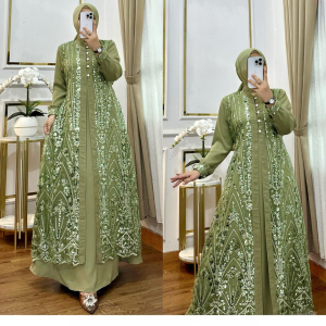Gamis Lebaran Viral Mewah Elegan Quila Dres Ceruty Babydoll Aplikasi Brukat Dress Jumbo Brokat Kekinian Seragaman Kondangan Baju Muslim Busui Friendly Warna Blue Sage Navy Maroon