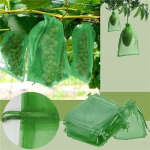 50pcs Nylon Mesh Bag Fruit Net Bag Vegetable Storage Bag Tomatoes Protection Netting Bag with Drawstring Reusable Fruit Cover for Garden Fruit Trees or Vegetables