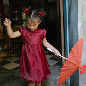 LEWIS EMMA - Zinnia Qipao Dress (2-14 Tahun) Dress Anak Perempuan Lengan Pendek