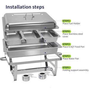 3 Grids Chafing Dish Food Warmer Stainless Steel Food Heater Display with Cover Foldable Portable Food Insulation Cabinet with Lid Delicatessen Cabinet Food Display Cabinet Thermostatic Box