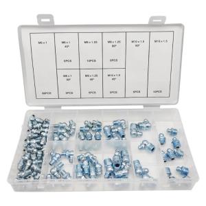 110Pcs Metric Grease Fittings Kit Hydraulic Grease Zerk Assortment Kit 45 90 Degree Grease Guns Fittings Straight Angled