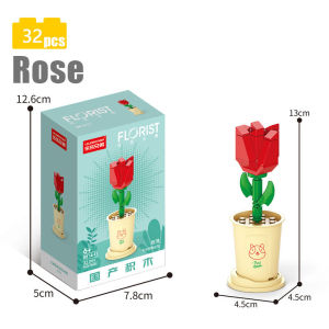 Flowers Set Building Blocks Toys Tulips Rose Sunflower Succulent Plant Pot DIY Childrens Building Block Christmas Gift
