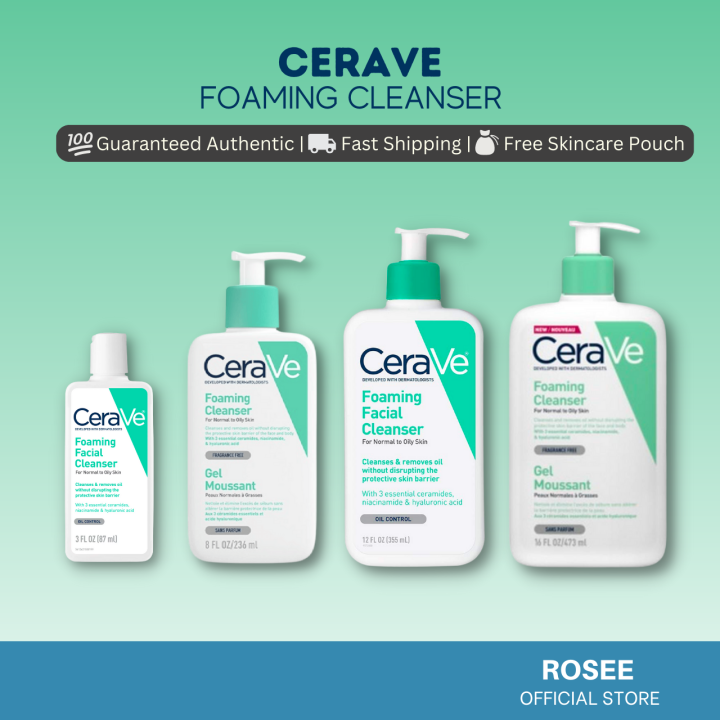 Cerave Foaming Facial Cleanser 89ml 237ml 355ml 473ml 1000ml - Rosee ...
