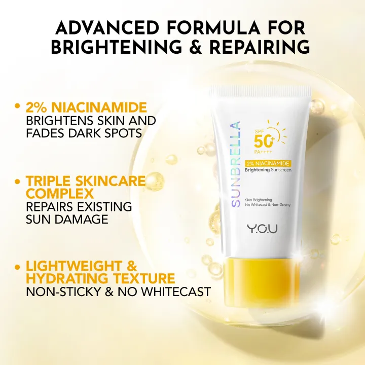 Radiance Suncreen Y.O.U SUNBRELLA 2% Niacinamide Brightening Radiance Sunscreen SPF50 ...