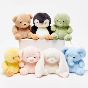 TESDFD ช้างเต่า ของเล่นตุ๊กตาสัตว์ ตุ๊กตาโต๊ะ กระต่ายเป็ด ตุ๊กตาเพนกวิน หมูแมว การ์ตูน ตุ๊กตาสัตว์นั่ง ของขวัญคริสต์มาส