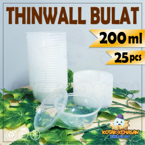 1 PAK Thinwall BULAT 200ml+tutup cup puding pudding mangkok plastik 200 ml thinwall dessert isi 25