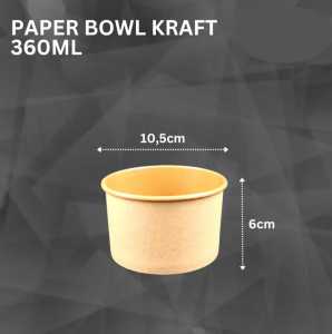 Paper Bowl Kraft Coklat + Tutup /Mangkuk Tahan Panas/360ml/500ml/650ml/800ml/  ISI 25 SET