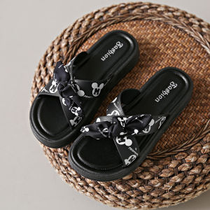 [Free Shipping] Bowknot Slippers For Women New Summer Versatile Ladies Flat Non-Slip Cartoon Outdoor Wear Female Student Fashion Sandals