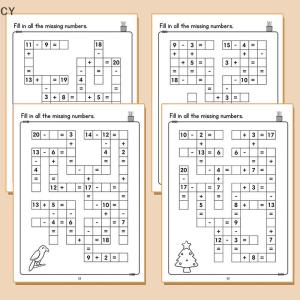CY 💛🍋 ปริศนาคำไขว้ทางคณิตศาสตร์นอกจากนี้การลบการหารการคูณเกมข้ามๆคณิตศาสตร์สมุดงานมอนเตสซอรี่สำหรับเด็กอายุ5-8ปี