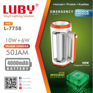 Lampu emergency LUBY L 7758 lampu emergency recharger tahan lama lampu camping led