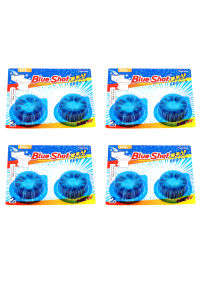 [KOREA] Bộ 4 Vỉ (8 viên) tự động vệ sinh khử mùi làm sạch bồn cầu Blueshot Hàn Quốc - Dùng lâu tan nước màu xanh đẹp - 1 viên dùng được cả tháng