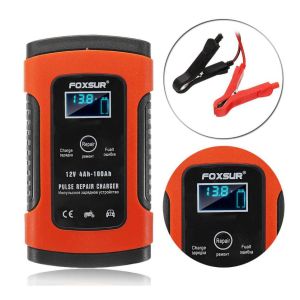 Sạc bình ắc quy ô tô xe máy FOXSUR 12V 100AH dòng sạc 5A sạc nhanh bảo vệ ắc quy chống chai phồng có khử sunfat