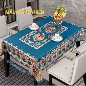 [4 màu tùy chọn] Khăn trải bàn 3D in nổi 150cmx230cm sang trọng không thấm nước chống thấm dầu mỡ dễ lau chùi